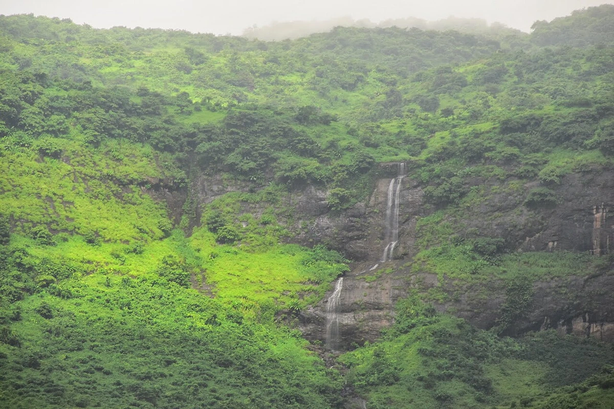 Pandavkada Falls gorge view from hidden ridge path Kharghar Navi Mumbai
